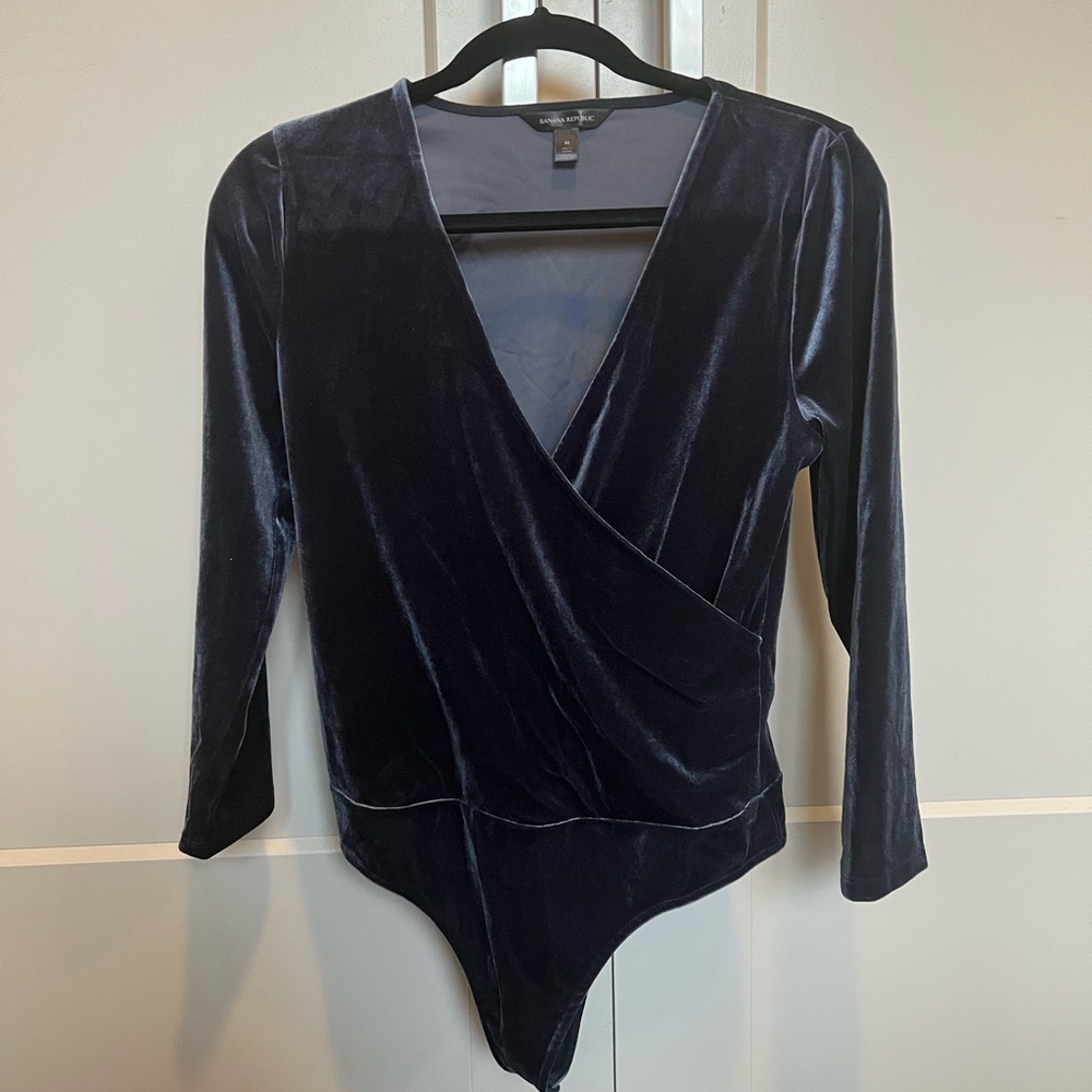 Banana Republic Blue Velvet Wrap Bodysuit